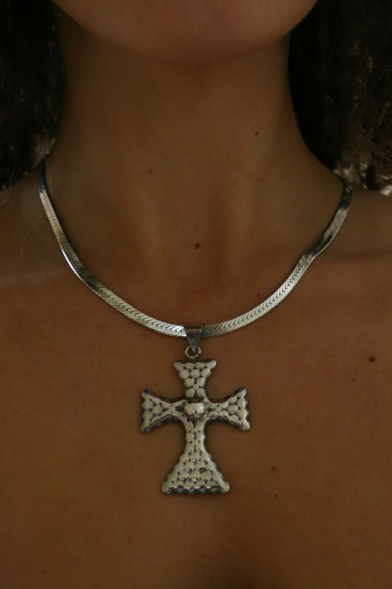 Cross Herringbone Necklace