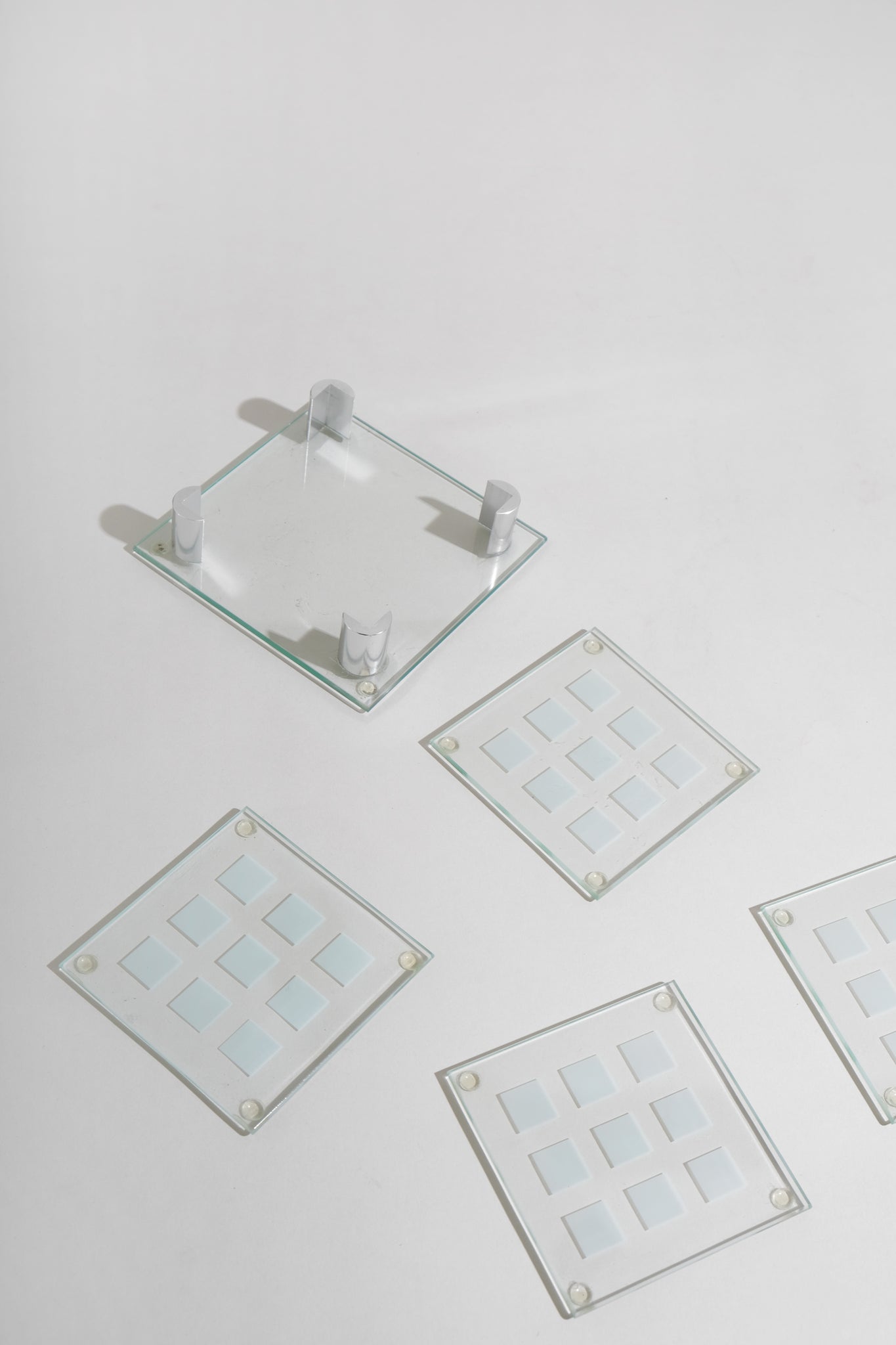 Glass Grid Coaster Set
