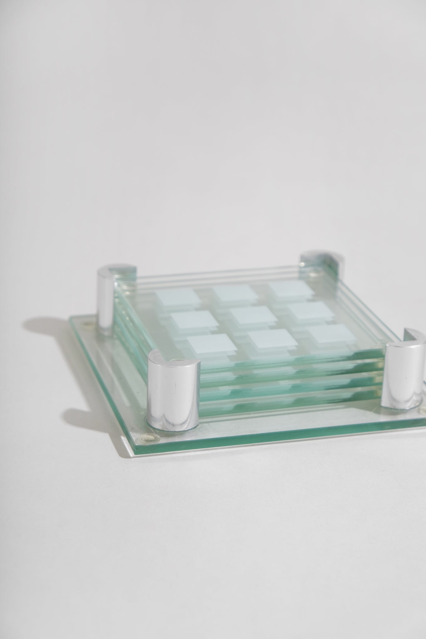 Glass Grid Coaster Set