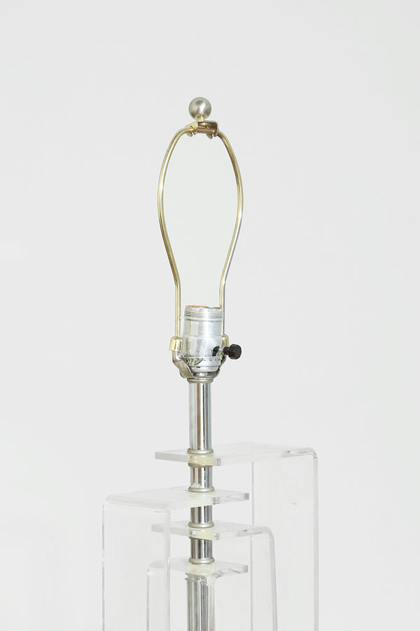 Geometric Lucite and Chrome Table Lamp
