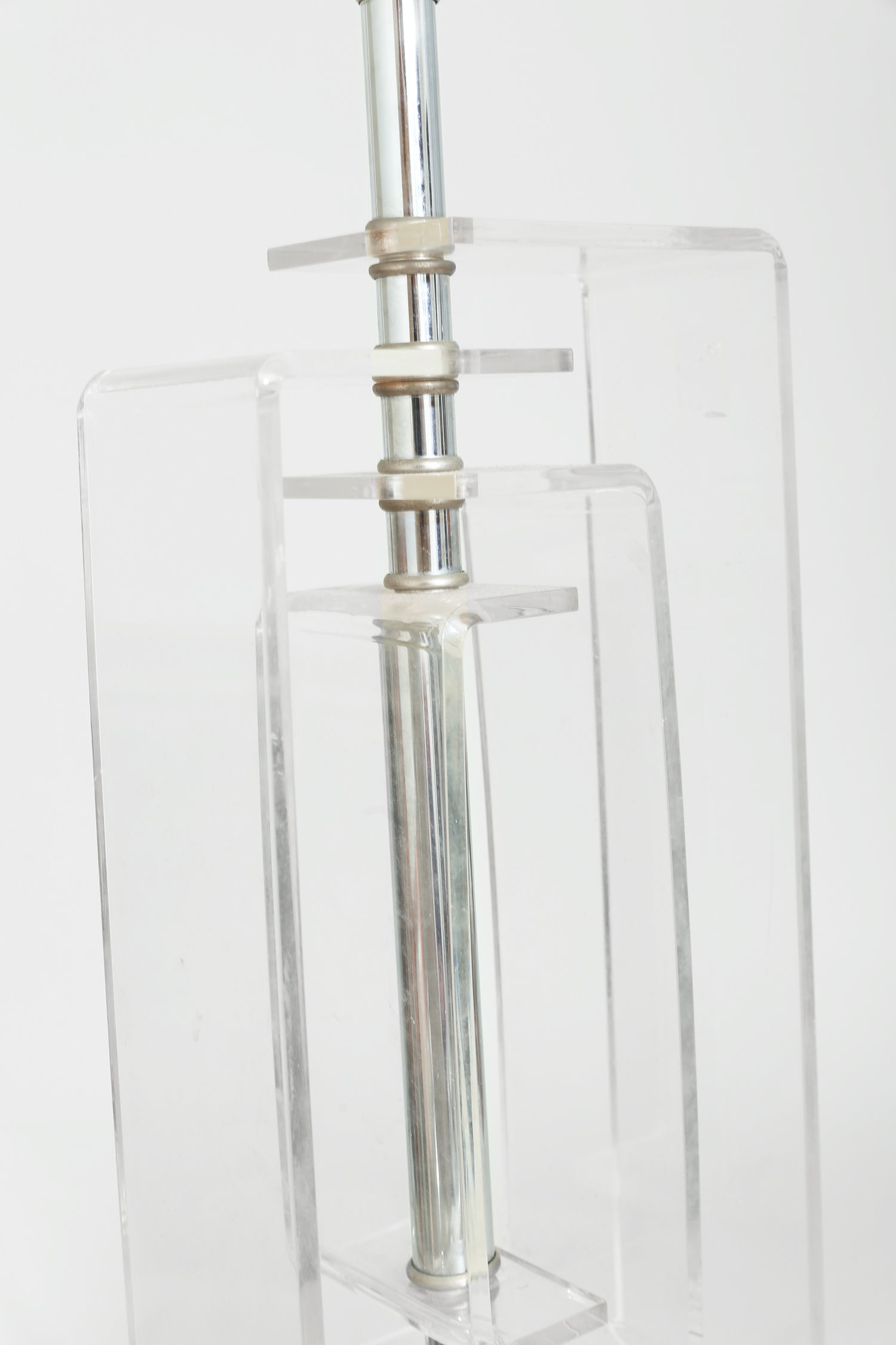 Geometric Lucite and Chrome Table Lamp