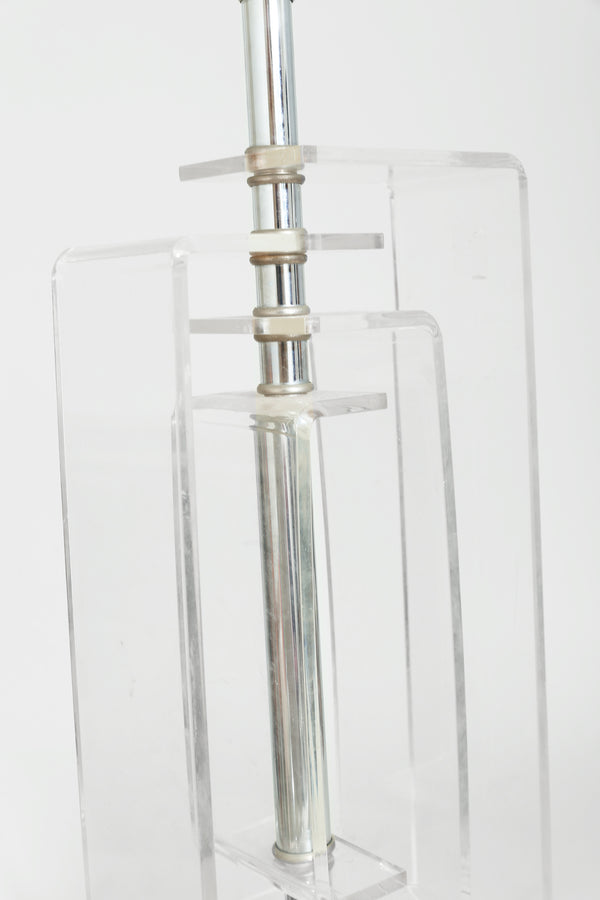 Geometric Lucite and Chrome Table Lamp