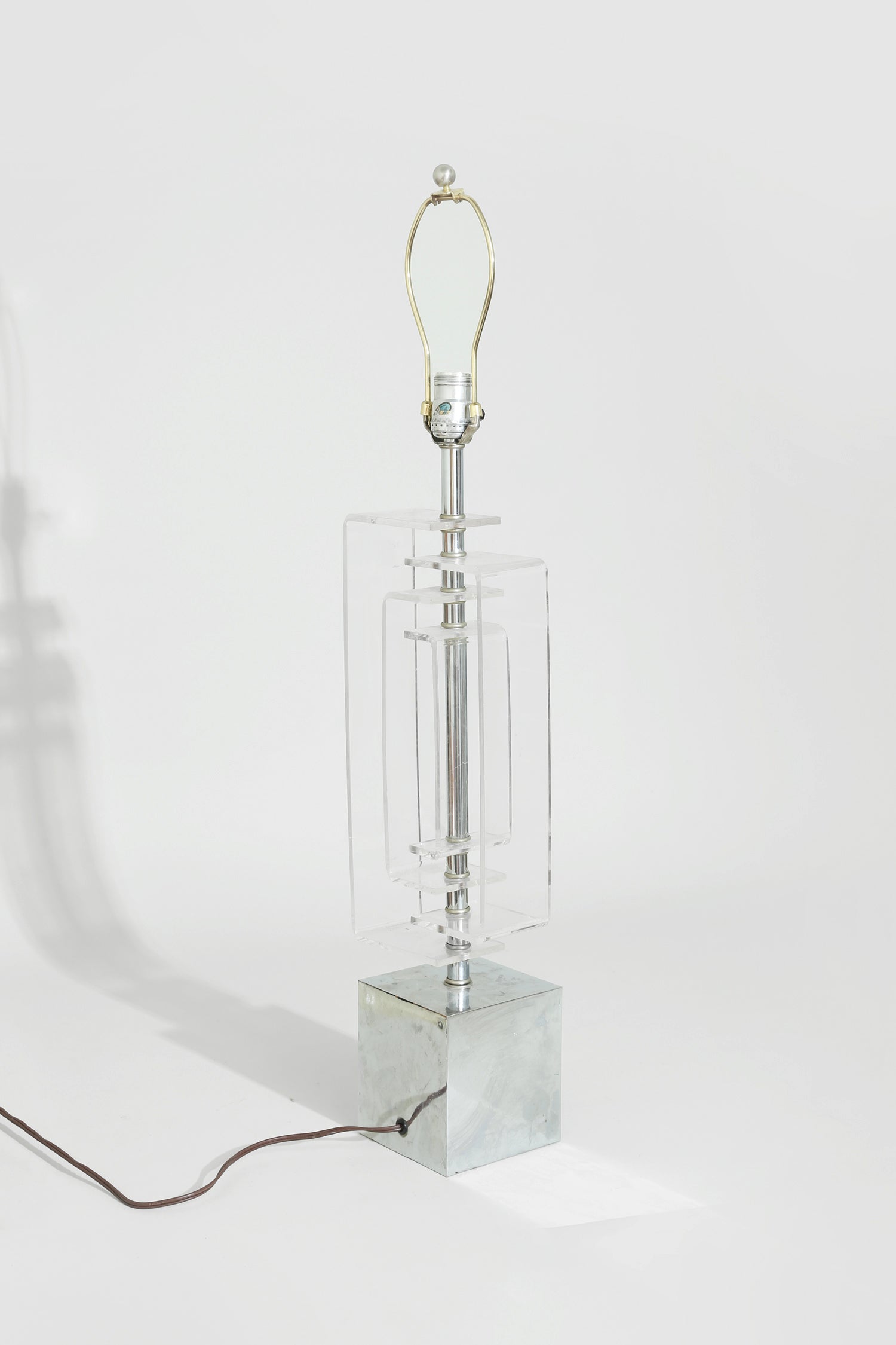 Geometric Lucite and Chrome Table Lamp