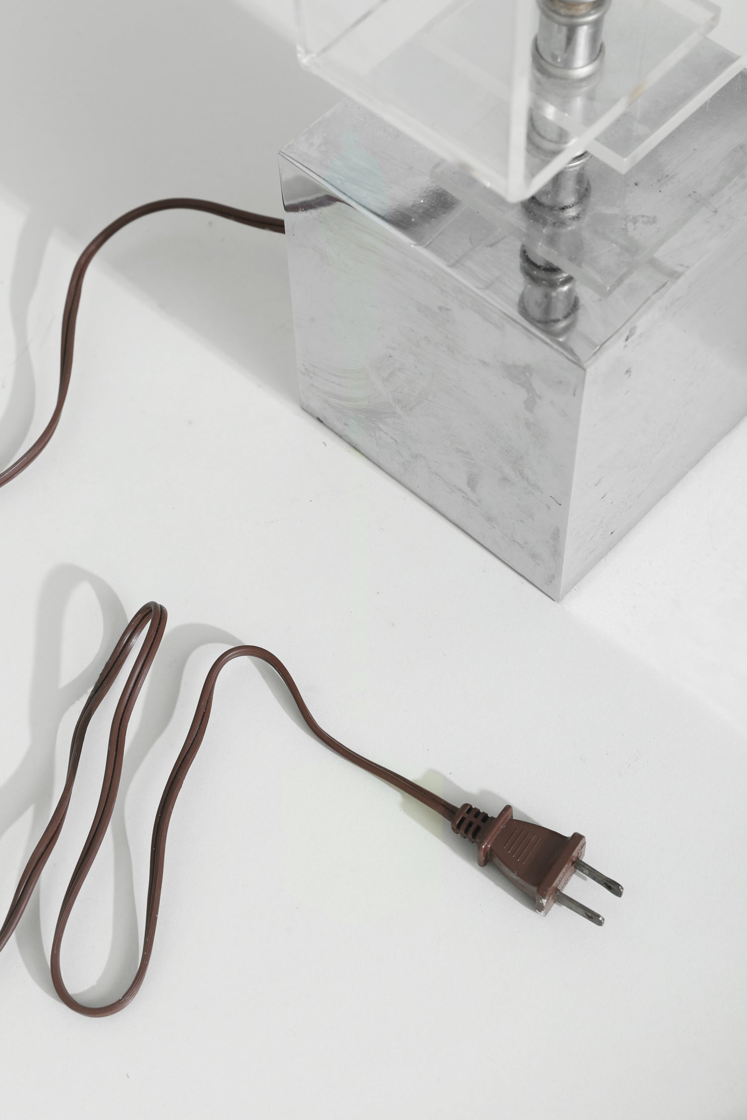 Geometric Lucite and Chrome Table Lamp