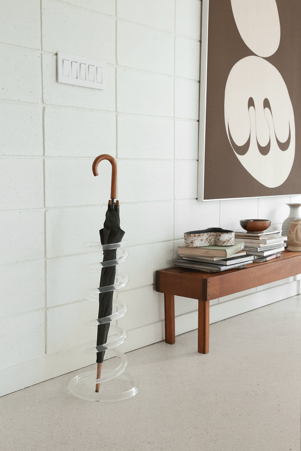 Lucite Spiral Umbrella Stand