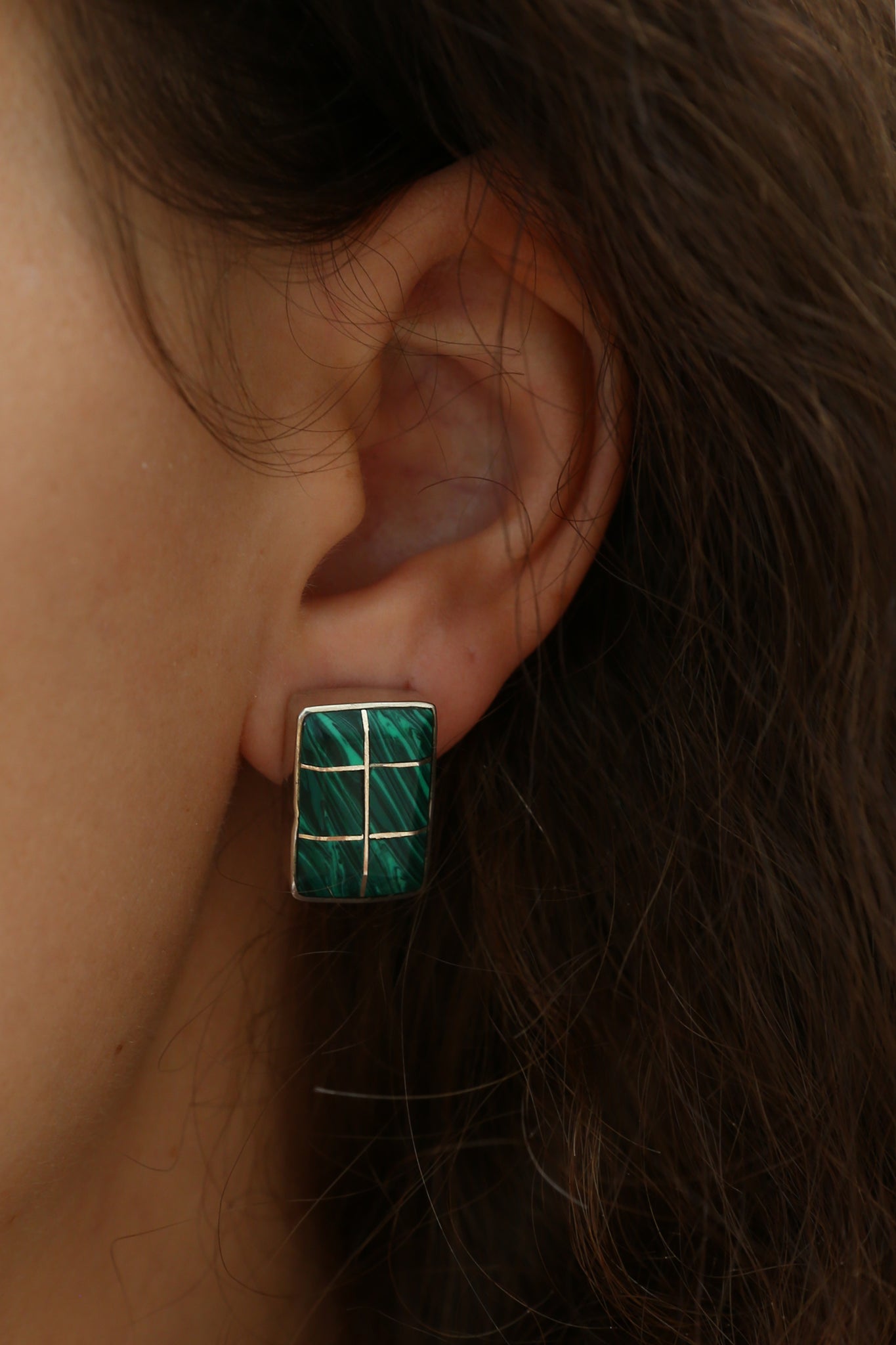 Malachite Grid Earrings