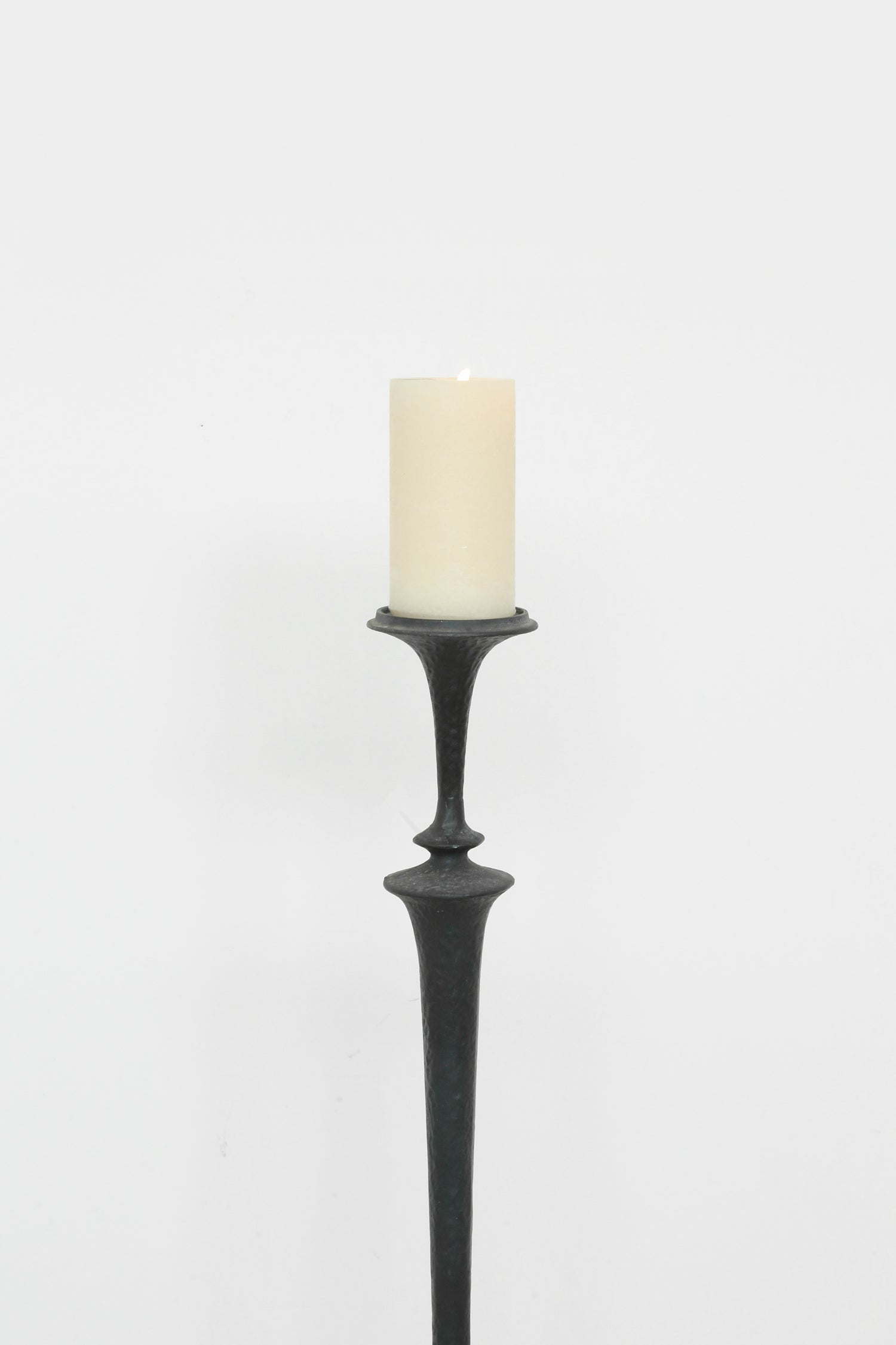 Brutalist Iron Floor Candleholder Set