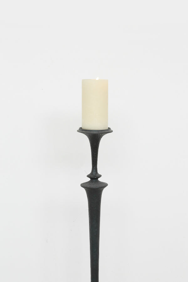 Brutalist Iron Floor Candleholder Set