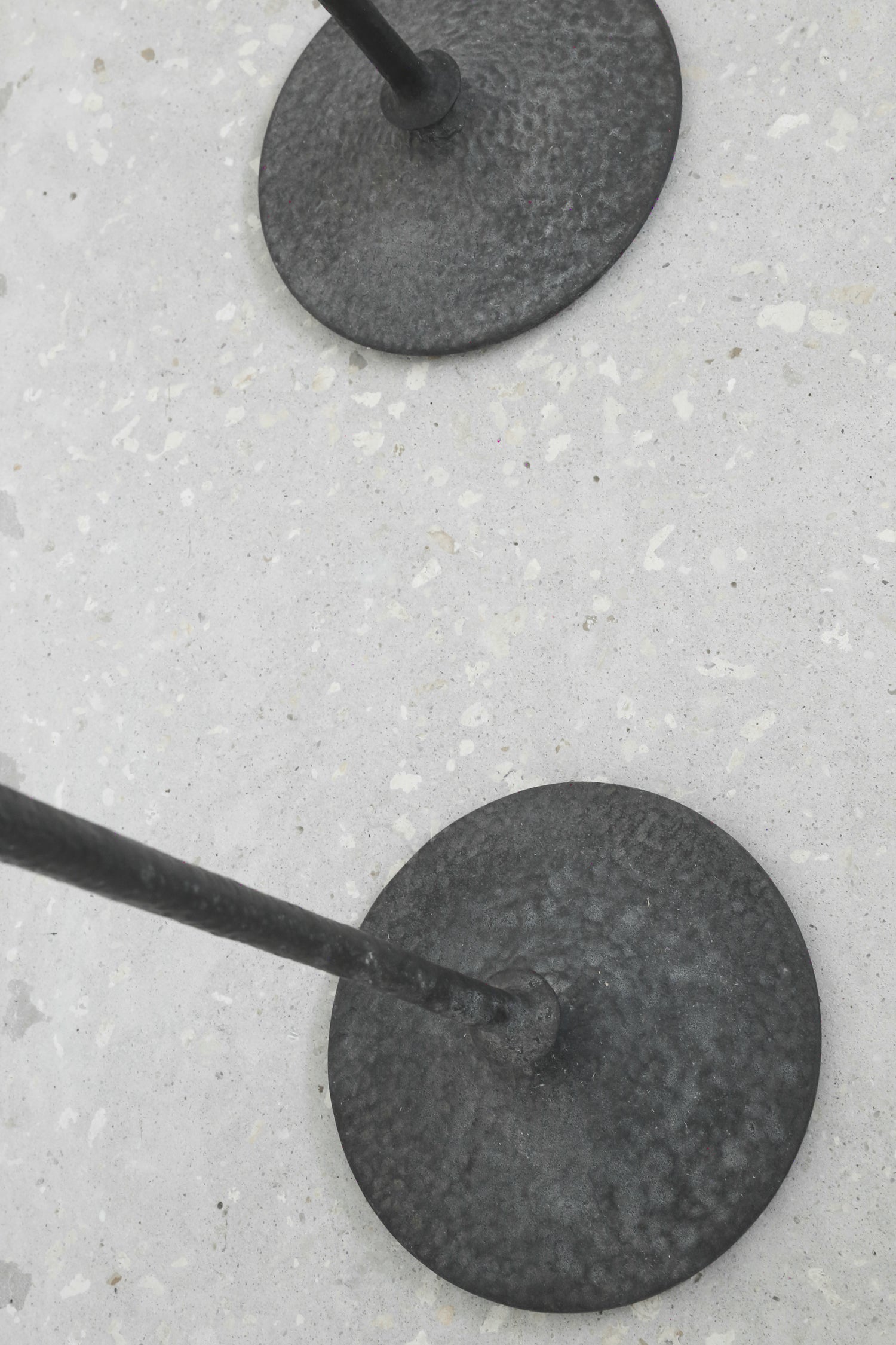 Brutalist Iron Floor Candleholder Set