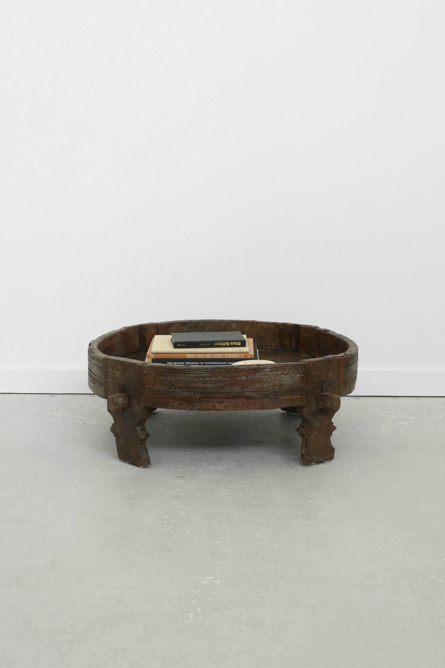 Hand-Carved Indian Chakki Table
