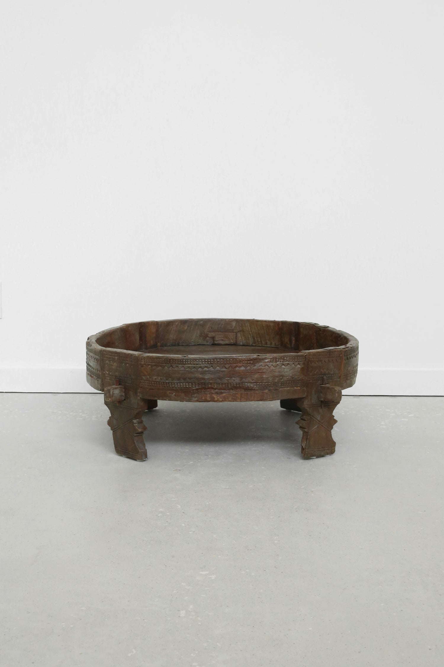 Hand-Carved Indian Chakki Table