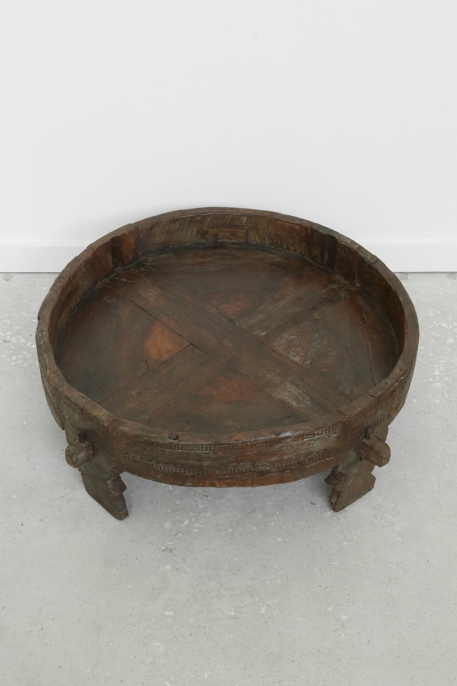 Hand-Carved Indian Chakki Table