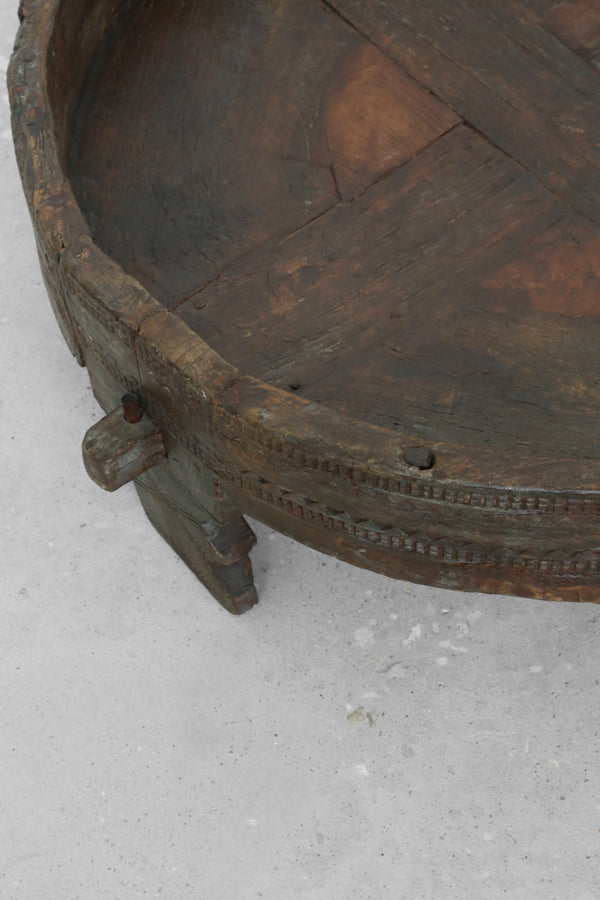 Hand-Carved Indian Chakki Table