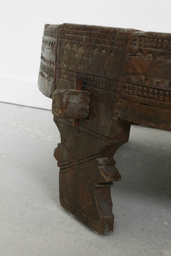 Hand-Carved Indian Chakki Table
