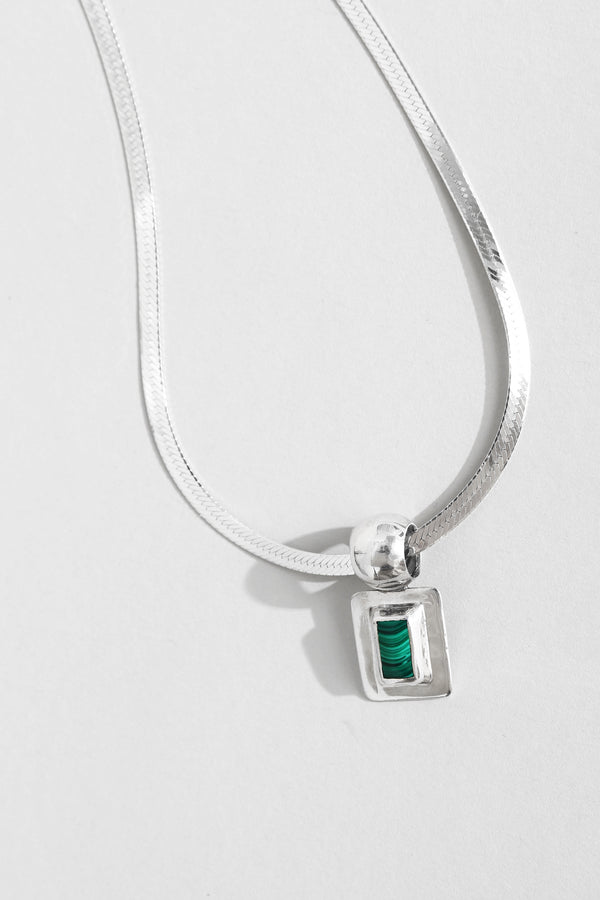 Malachite + Herringbone Necklace