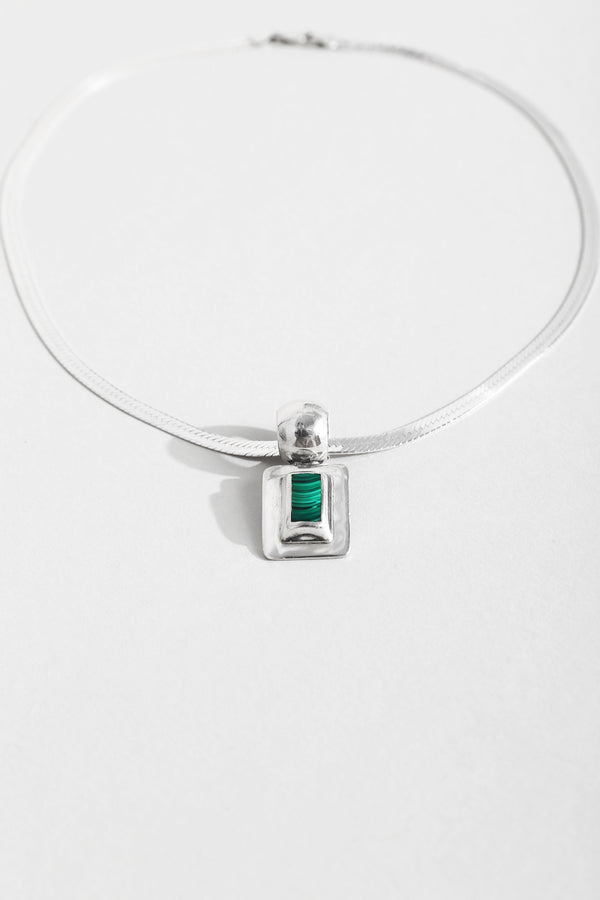 Malachite + Herringbone Necklace