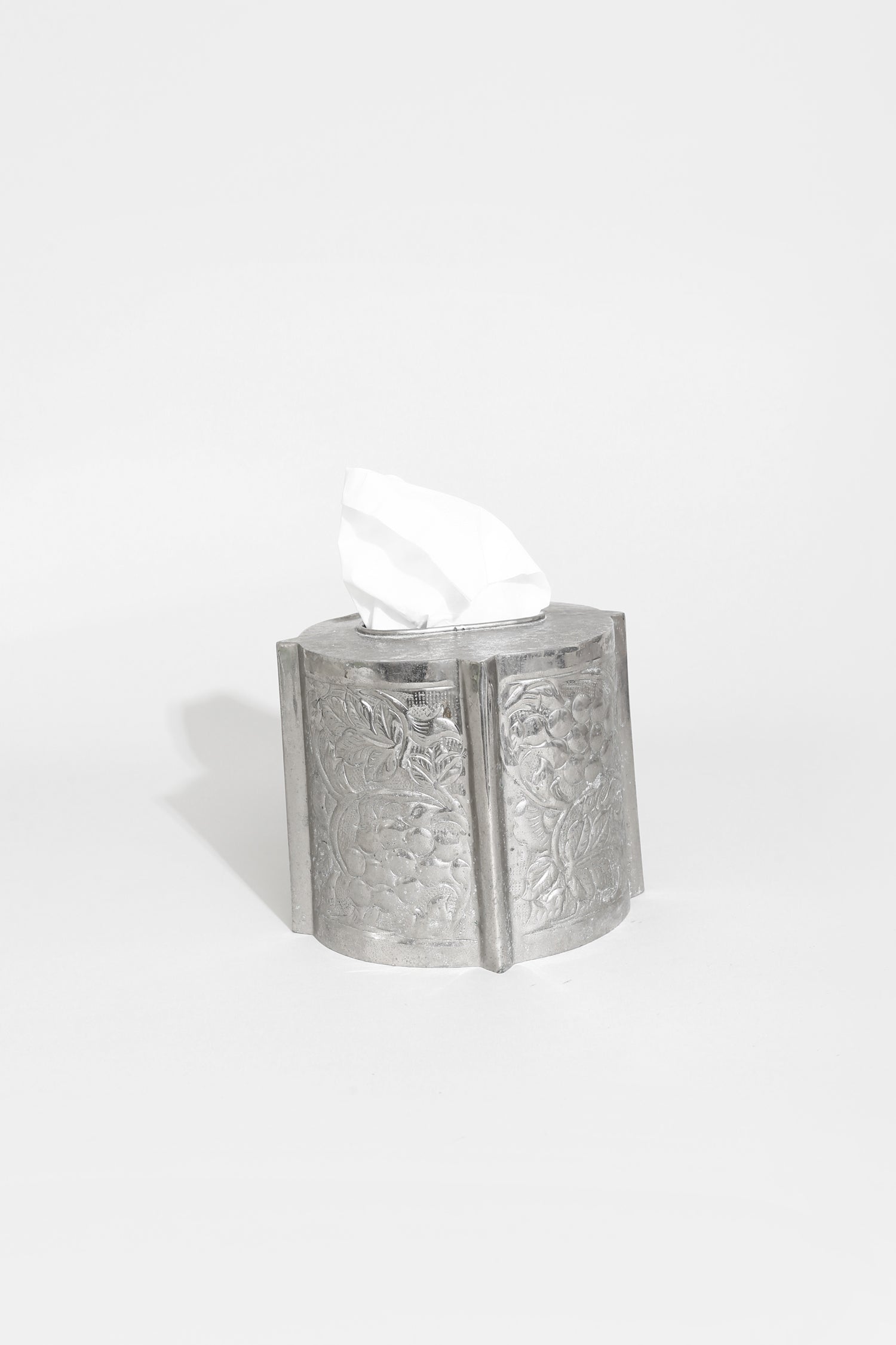 Silver Floral Tissue Box