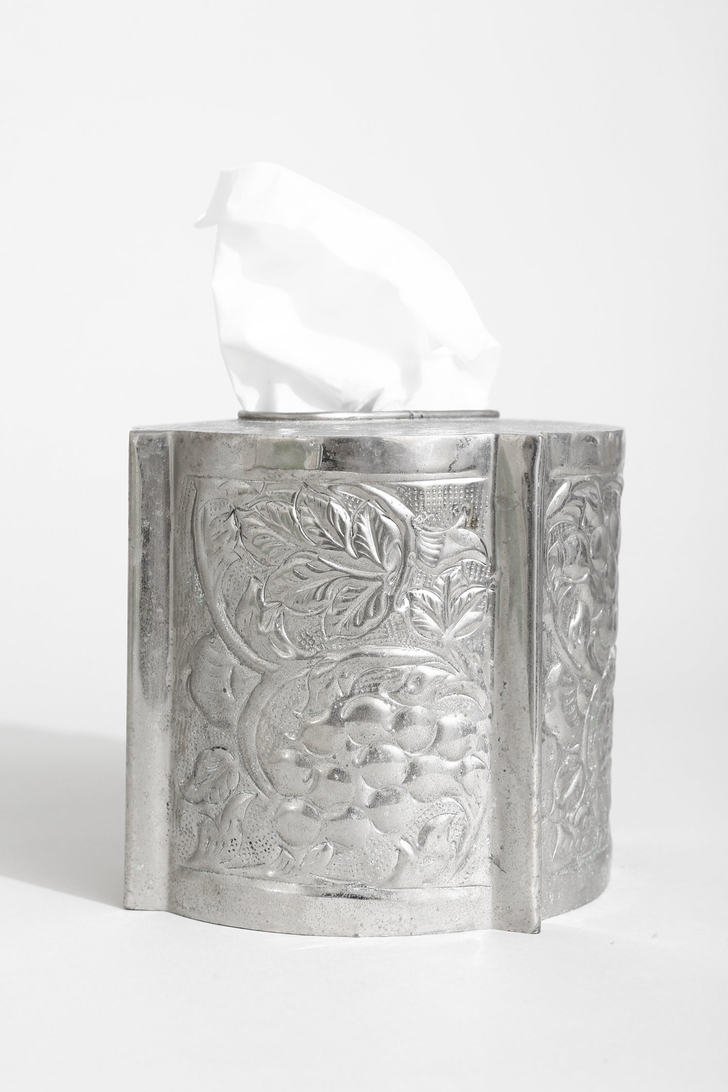 Silver Floral Tissue Box
