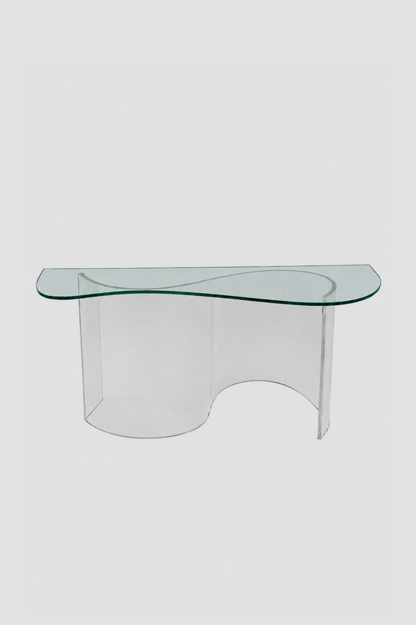 Biomorphic Lucite and Glass Console Table