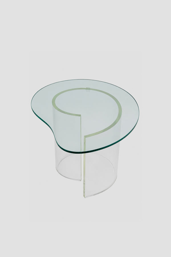 Biomorphic Lucite and Glass Side Table