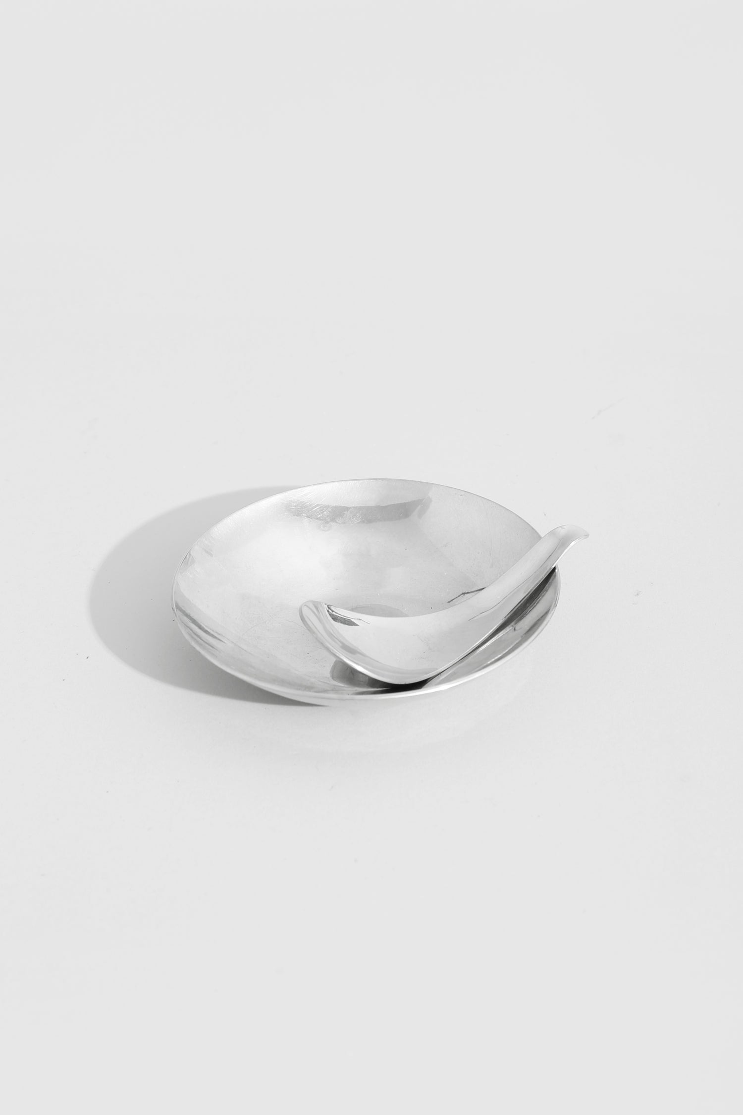 Sculptural Chrome Dish and Spoon