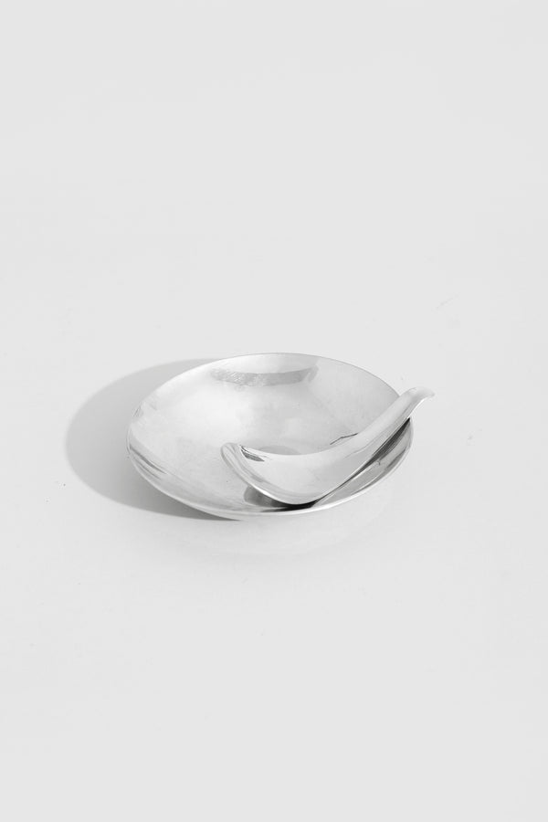 Sculptural Chrome Dish and Spoon