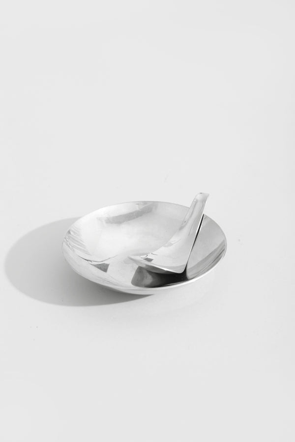 Sculptural Chrome Dish and Spoon