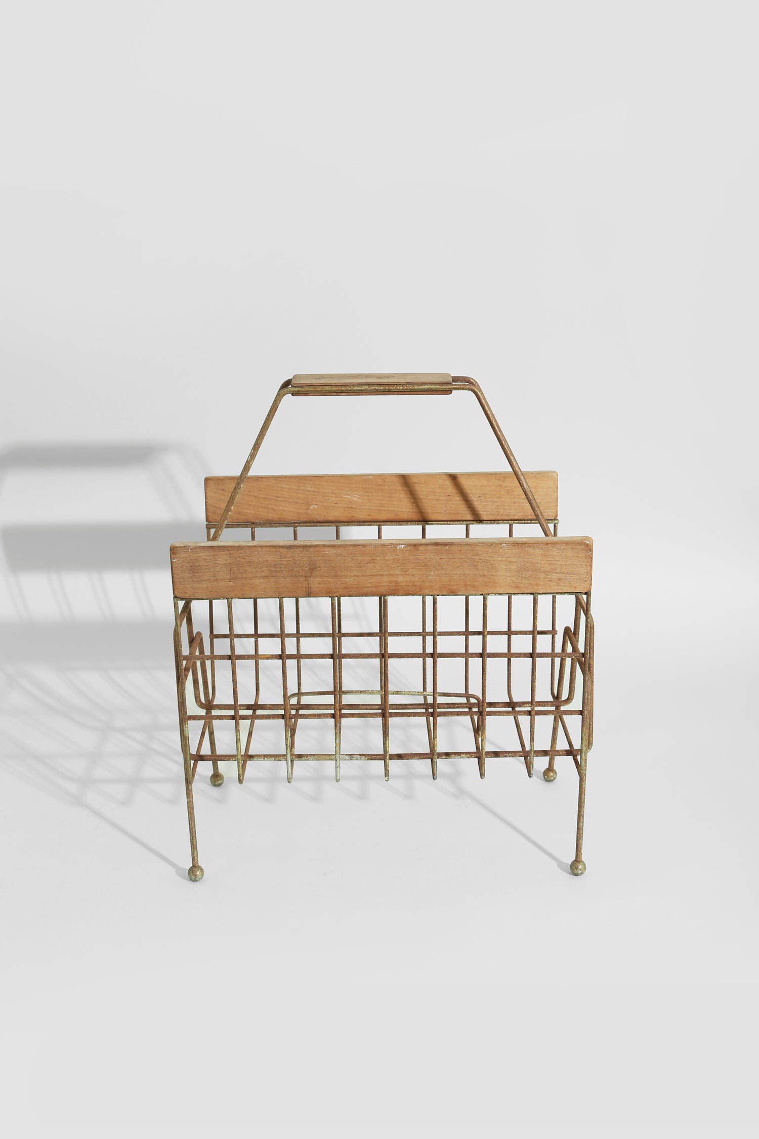 Mid-Century Wire + Wood Magazine Rack