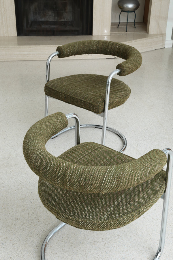 Tubular Chrome Cantilever Chairs (Set of 4)