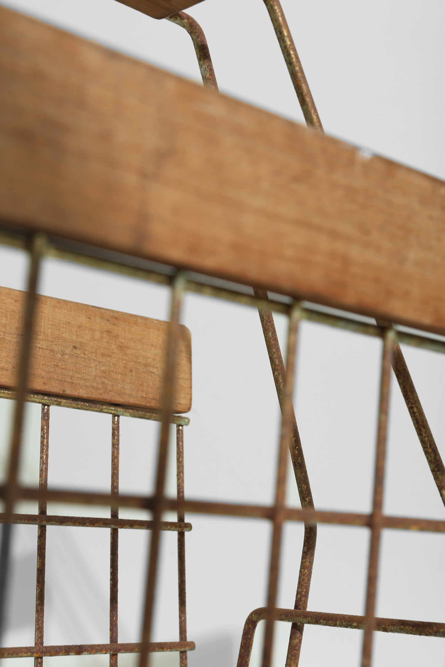 Mid-Century Wire + Wood Magazine Rack