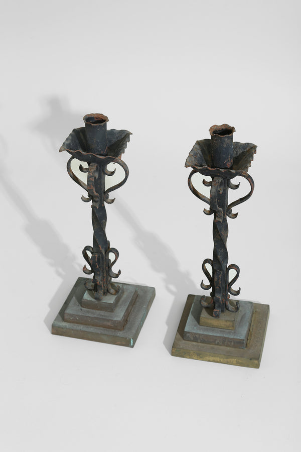 Wrought Iron Candleholder Set