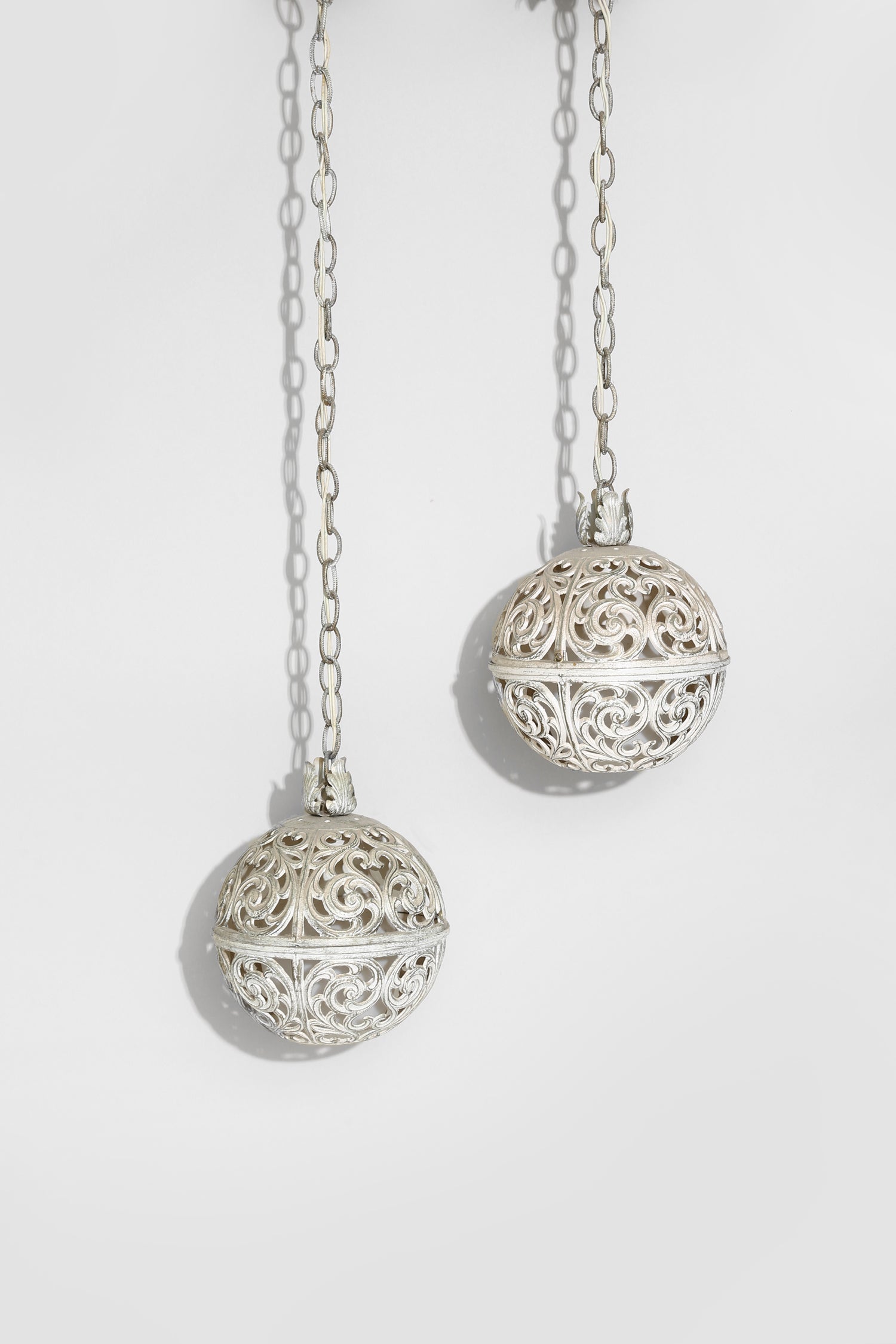 Mid-Century Filigree Pendant Lamp Set