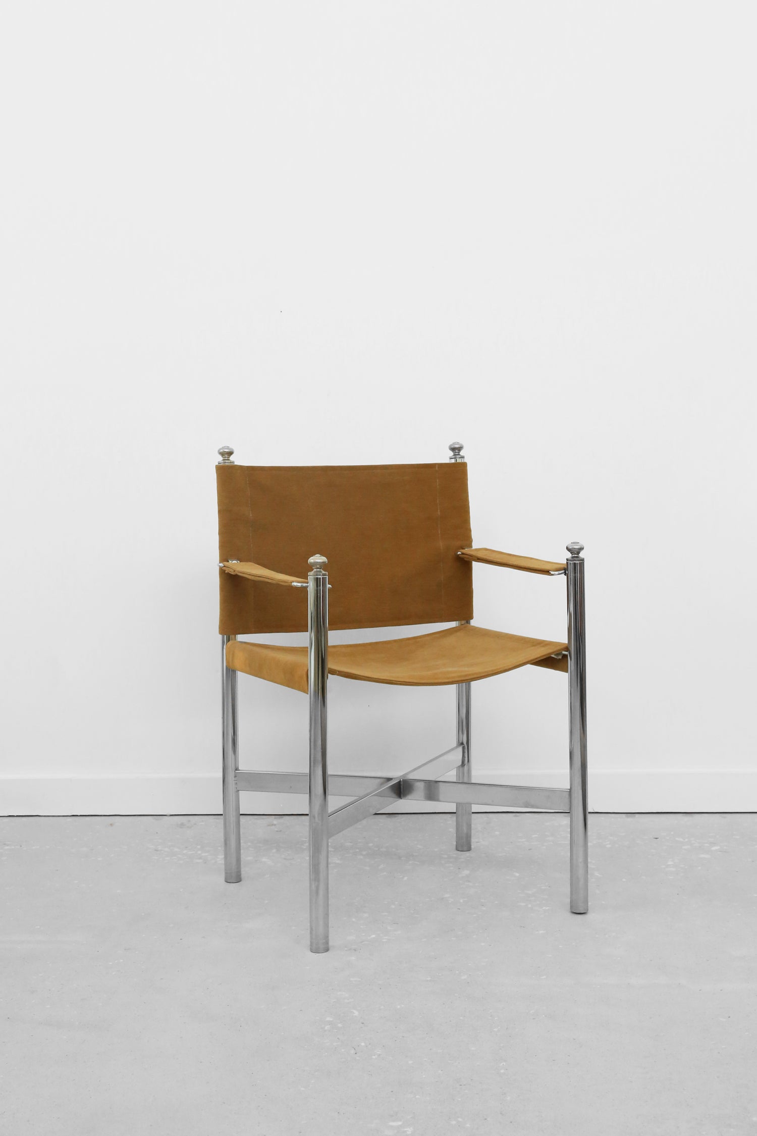 Chrome and Corduroy Arm Chair