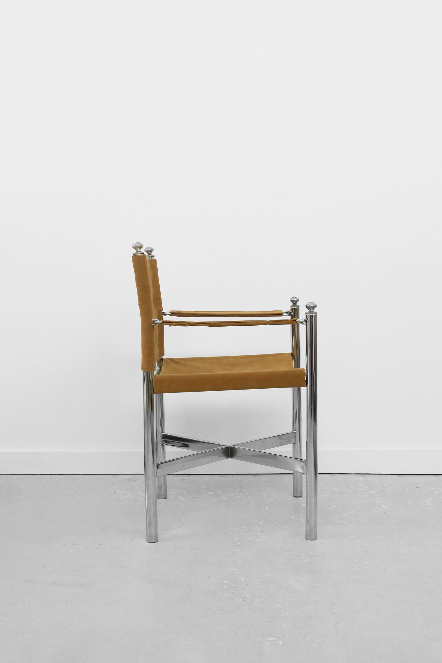 Chrome and Corduroy Arm Chair