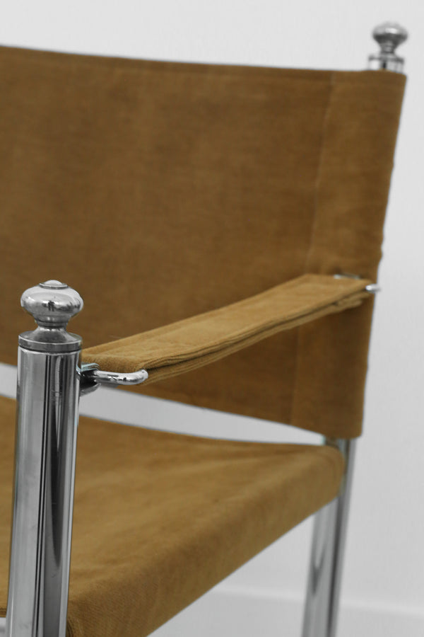 Chrome and Corduroy Arm Chair