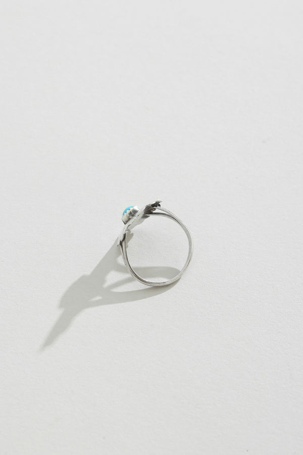 Turquoise Flower Ring, Size 7.75