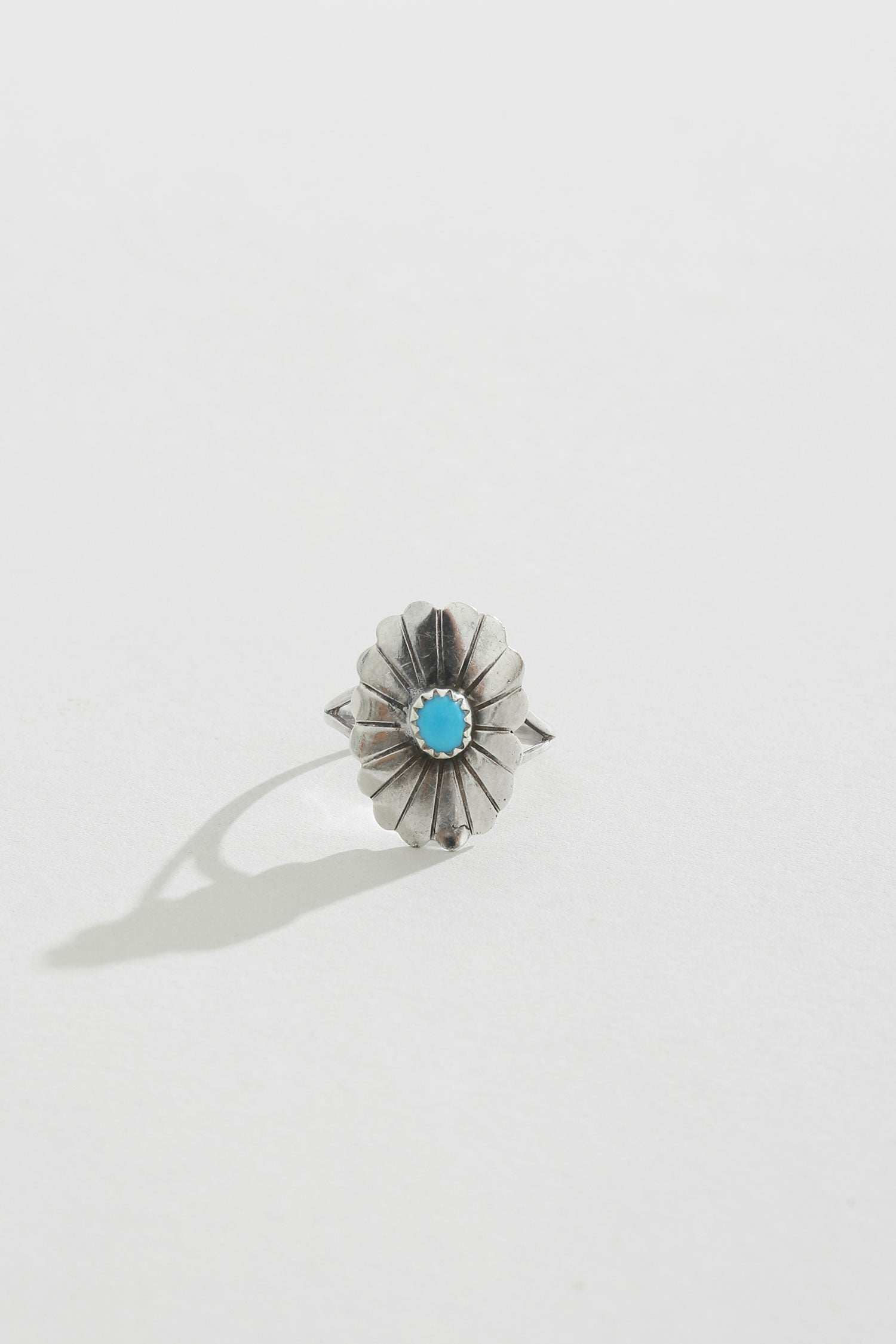 Turquoise Flower Ring, Size 7.75