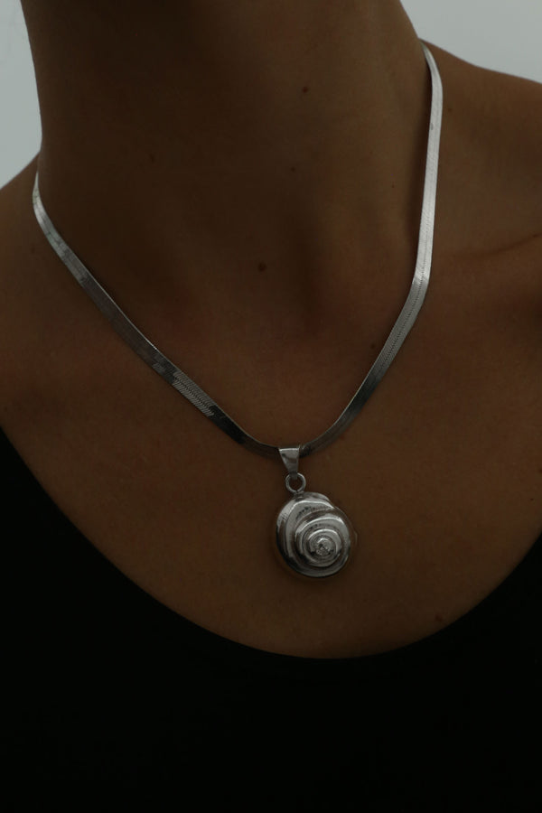 Spiral Shell Herringbone Necklace