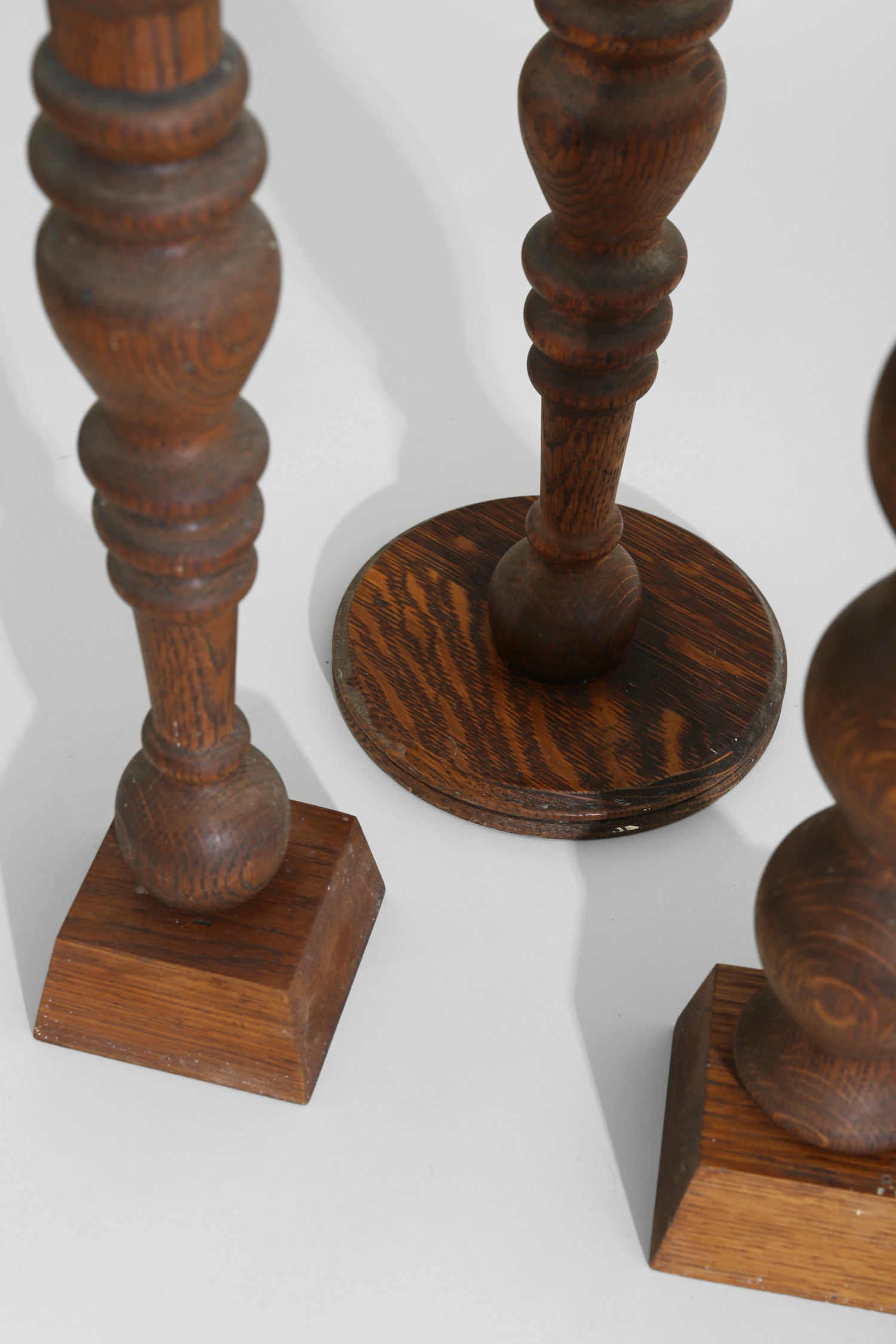 Turned Wood Candleholder Trio