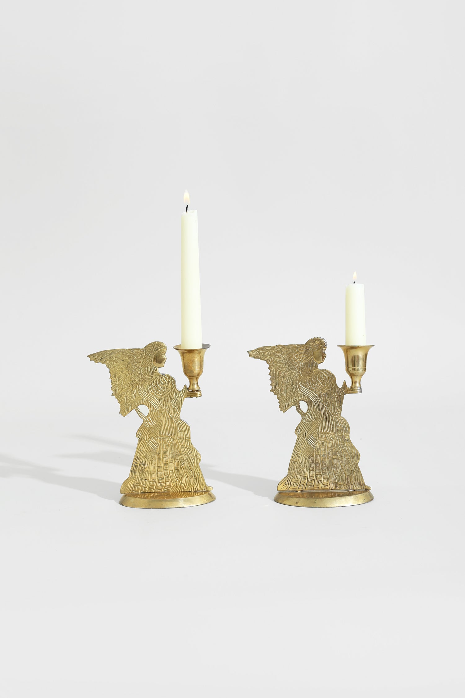 Brass Angel Candleholder Set
