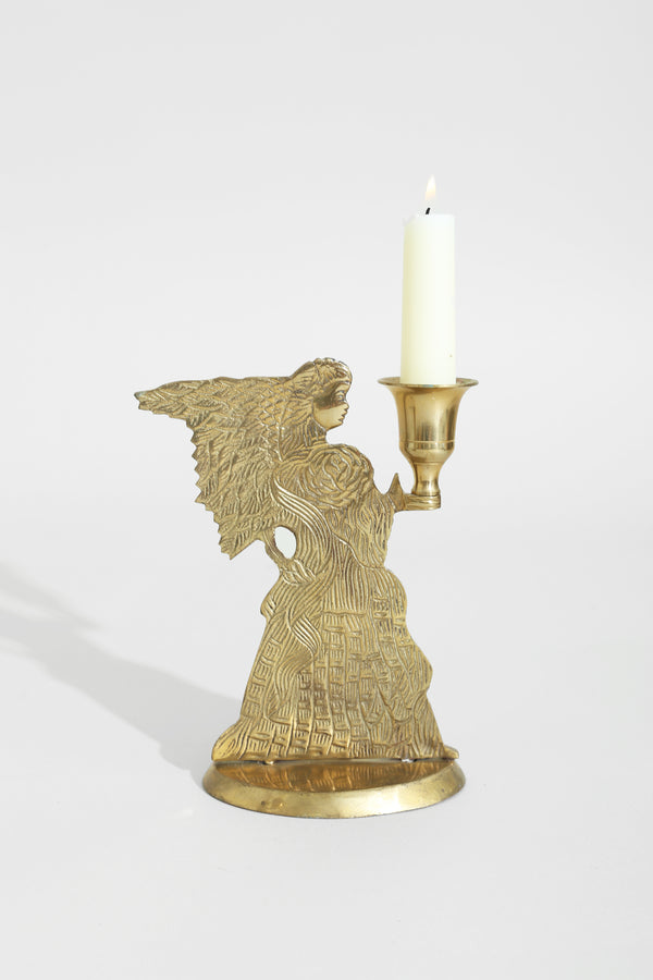 Brass Angel Candleholder Set