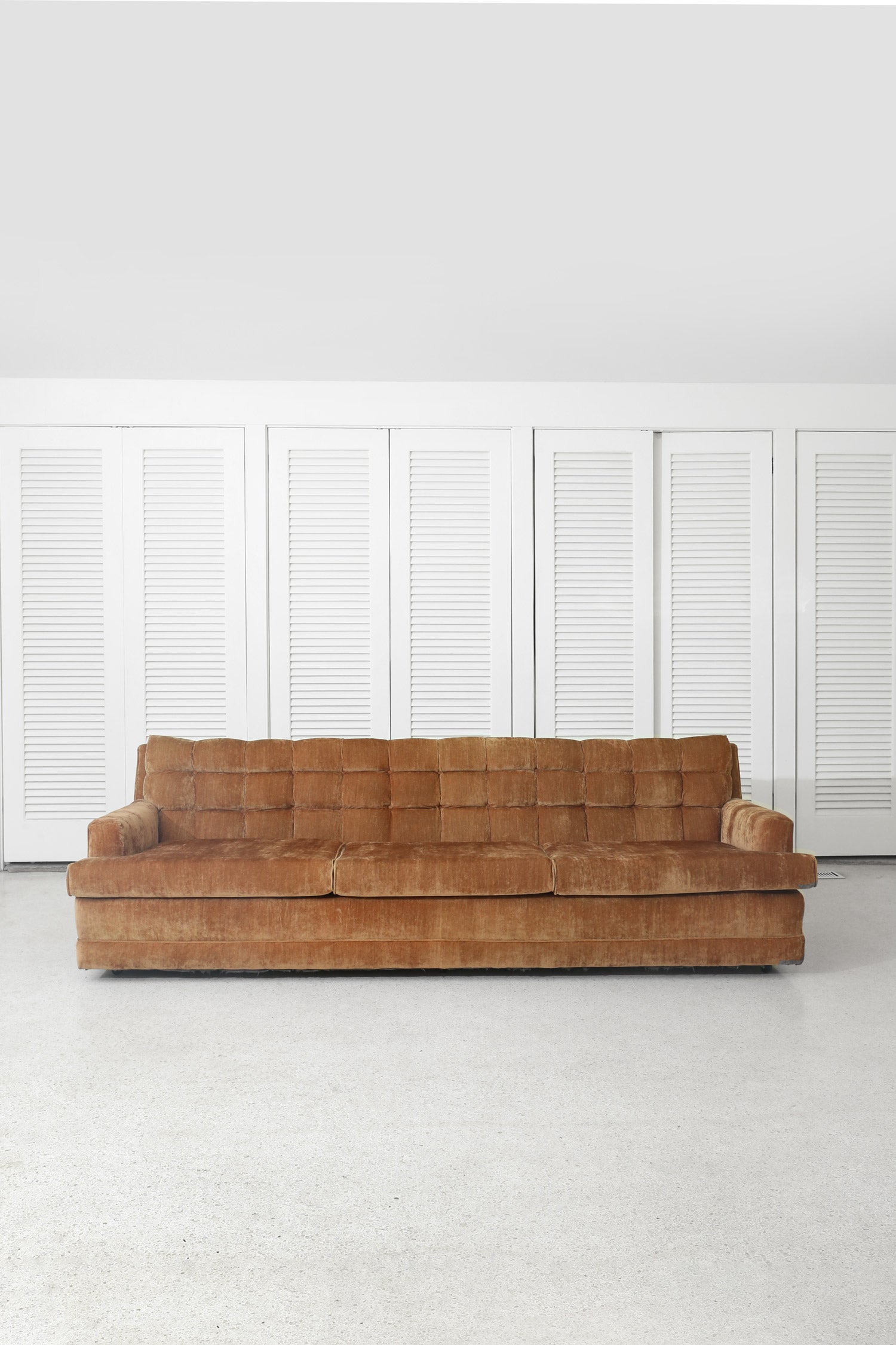 1970s Camel Velvet Sofa