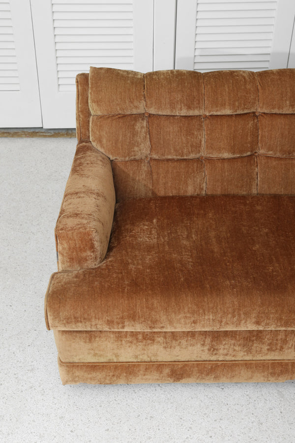 1970s Camel Velvet Sofa