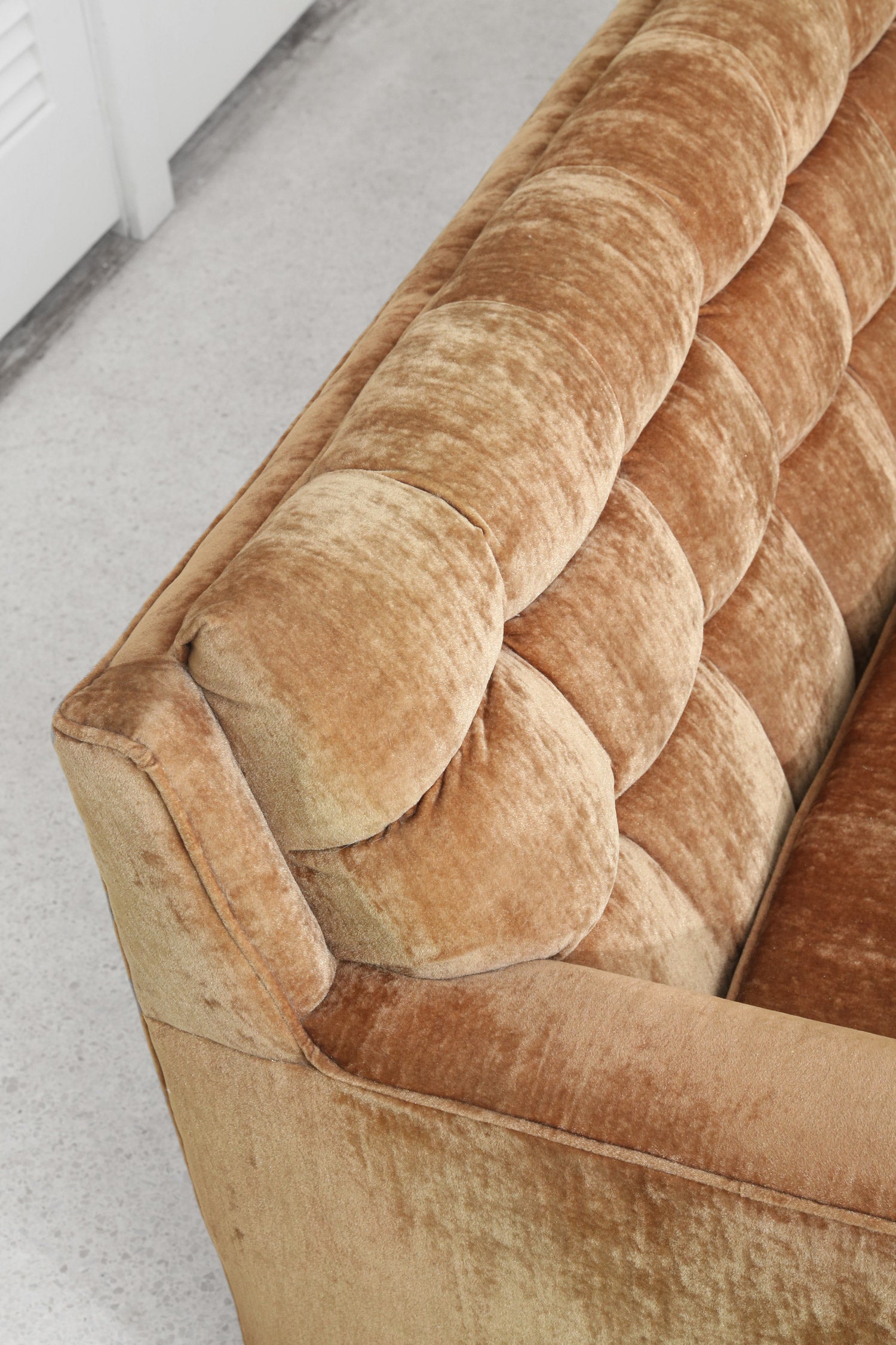 1970s Camel Velvet Sofa