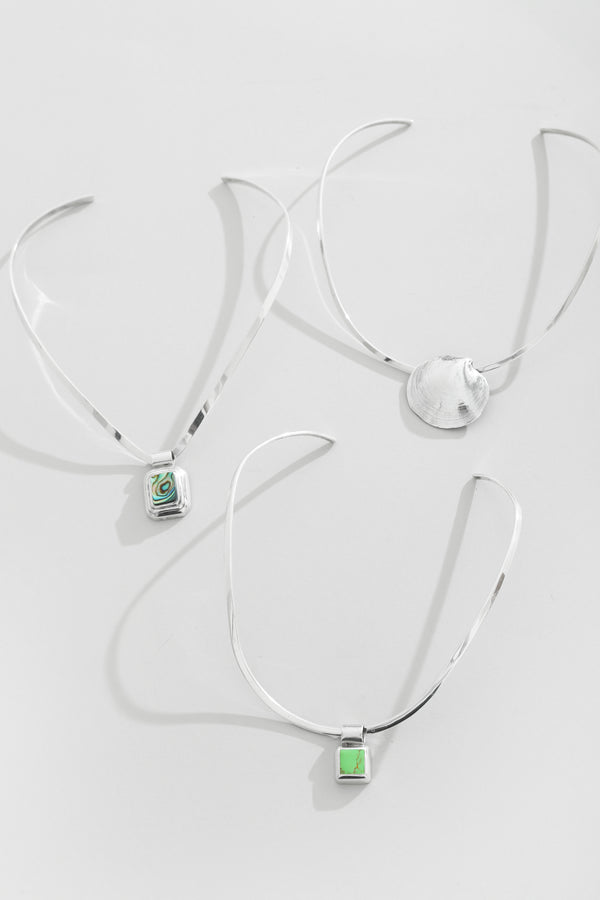 Green Stone Inlay Collar Necklace