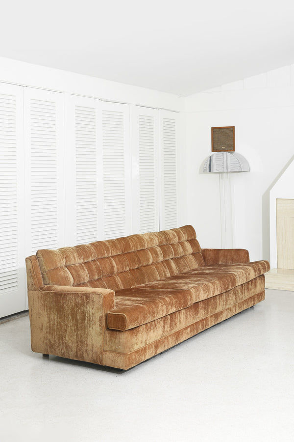 1970s Camel Velvet Sofa