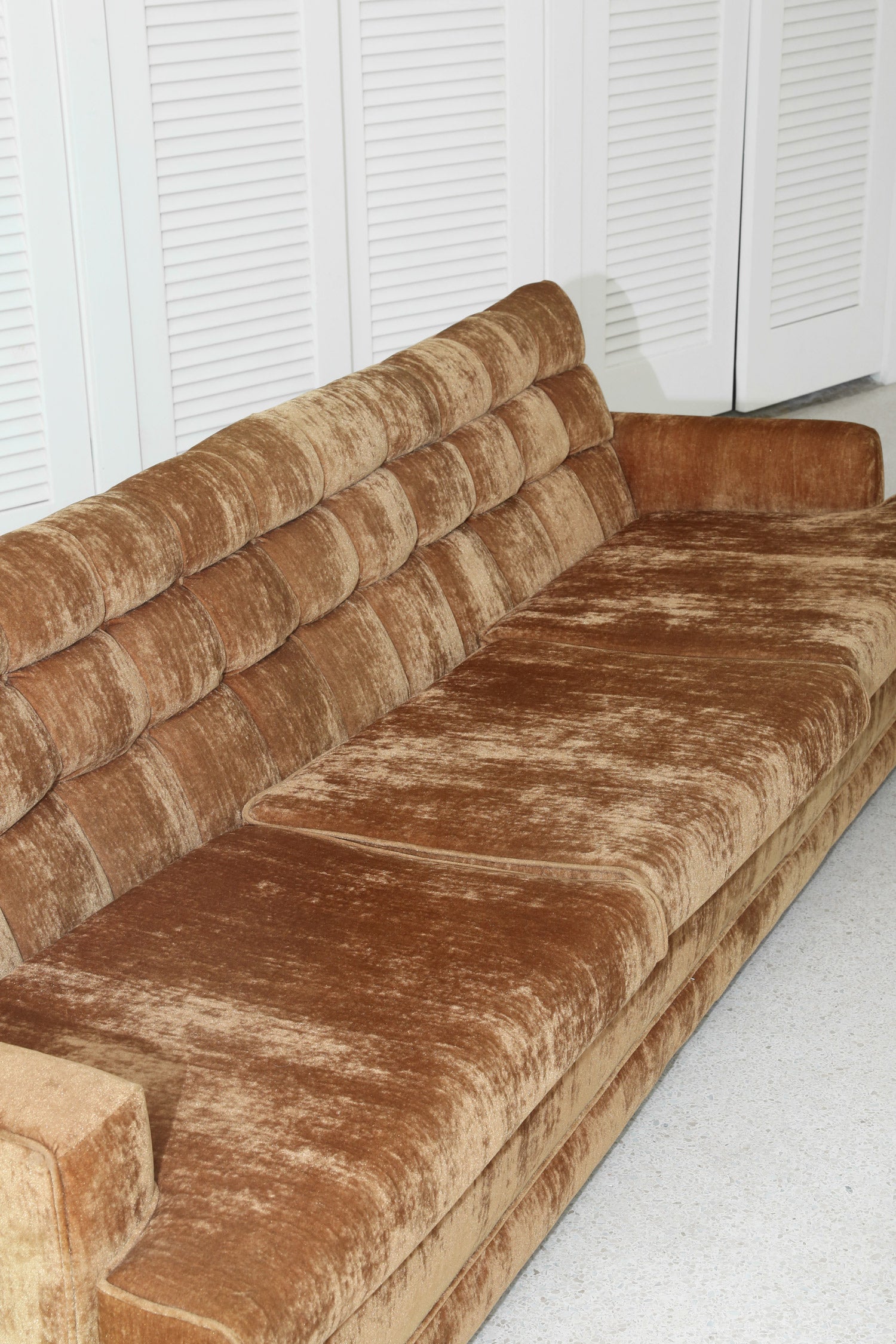 1970s Camel Velvet Sofa