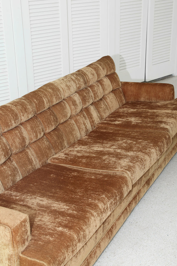 1970s Camel Velvet Sofa