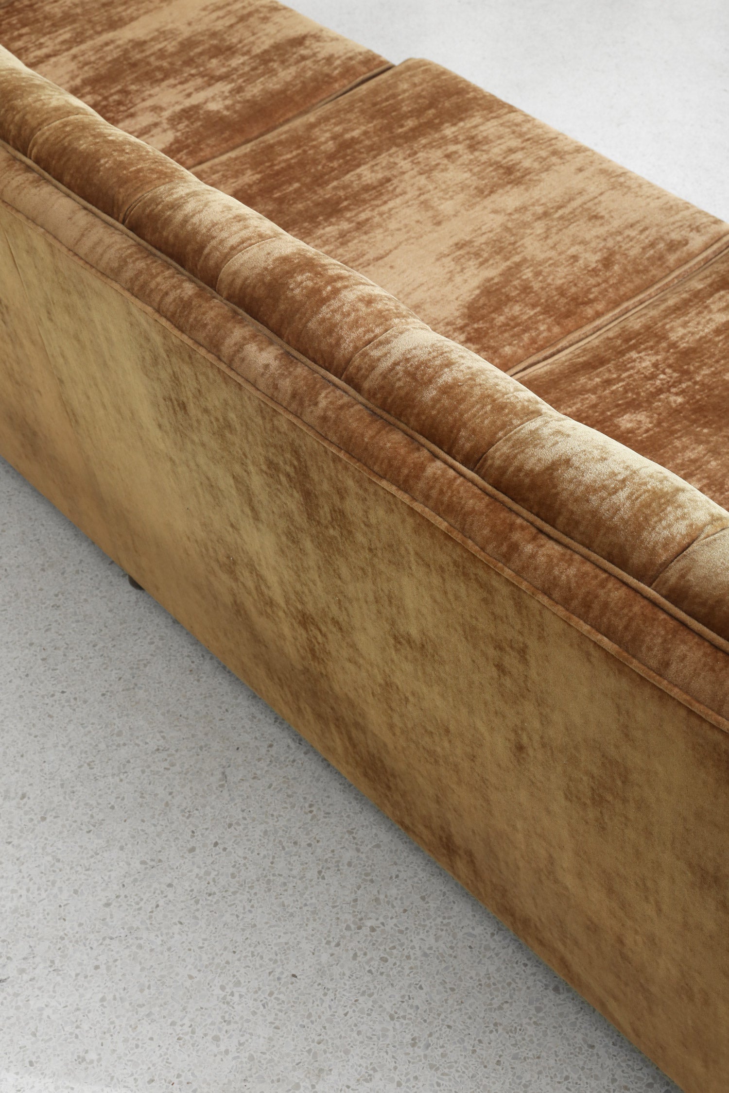 1970s Camel Velvet Sofa