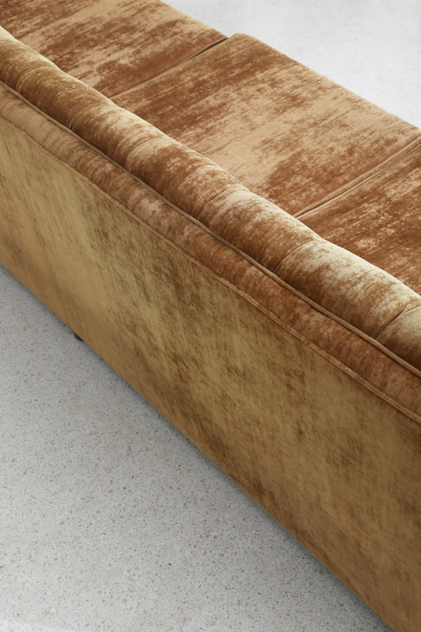 1970s Camel Velvet Sofa